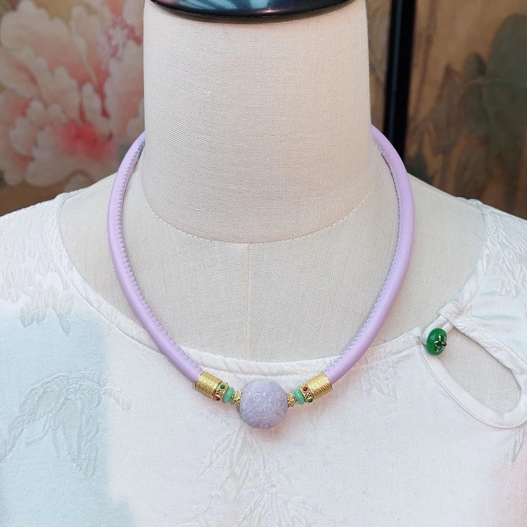 颈饰银S925镶嵌翡翠48小时鉴赏期