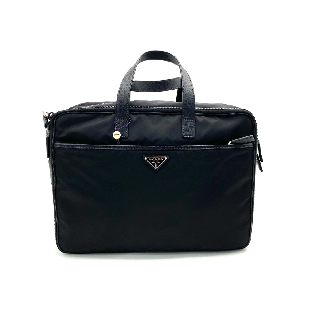 99新 Prada/普拉达 黑色尼龙公文包 尺寸40/30