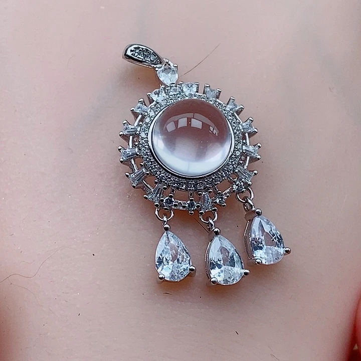 银S925镶嵌颈饰水晶耳坠