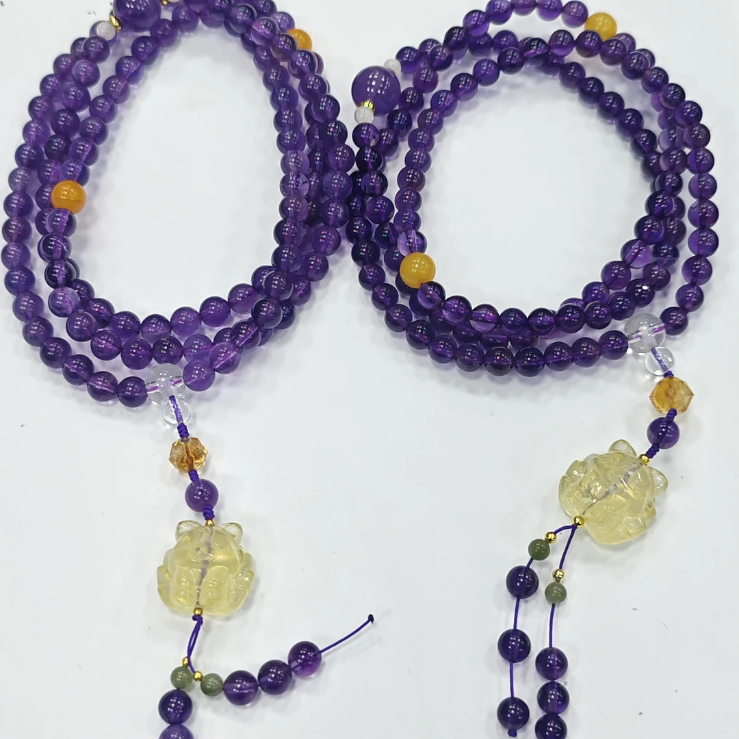 【书记甄选】天然原创紫水晶毛衣链 多样性发一件 约6mm CC3790