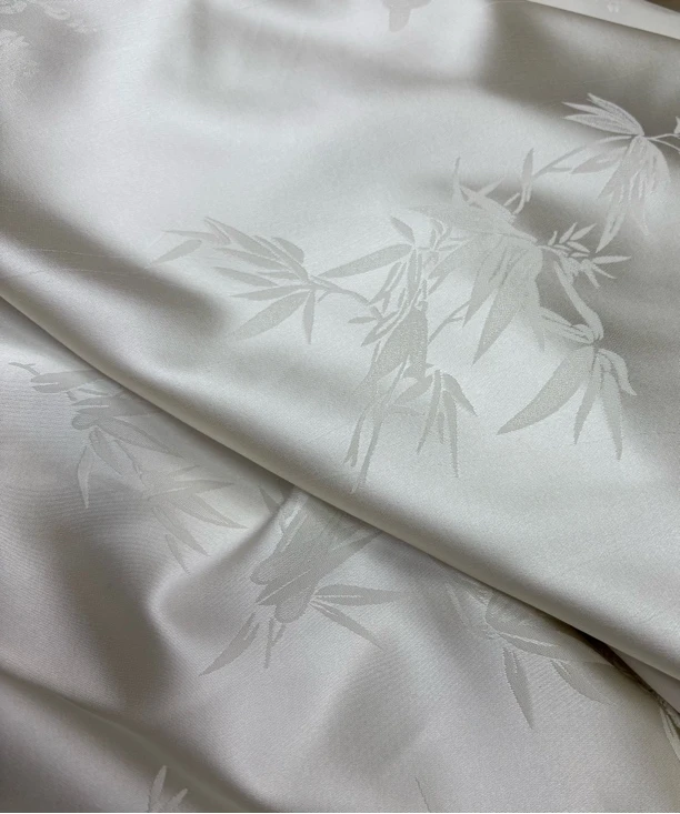 杏色 云竹 双面提花新中式新中式面料