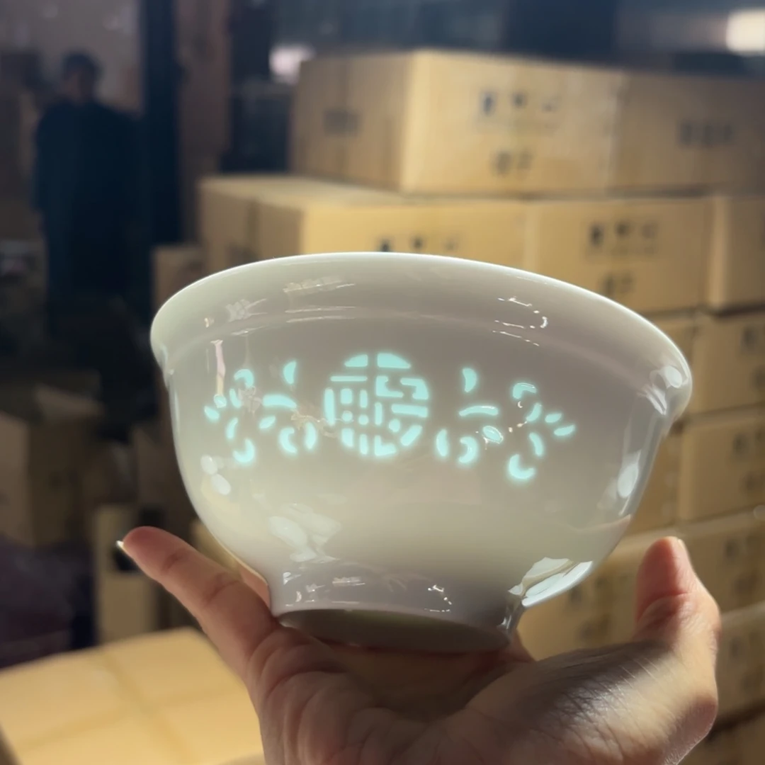 玉瓷景德镇陶瓷米饭碗两只好的青色