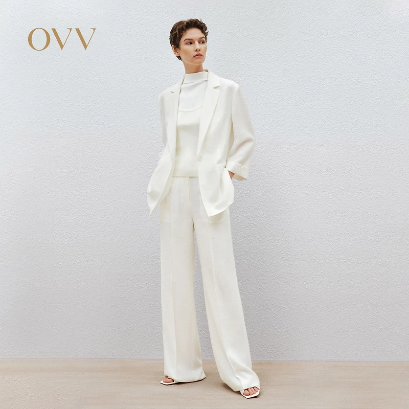 【艾钱钱专属】OVV春夏新女装三醋酸混纺中腰通勤西裤GTXFJ14009A