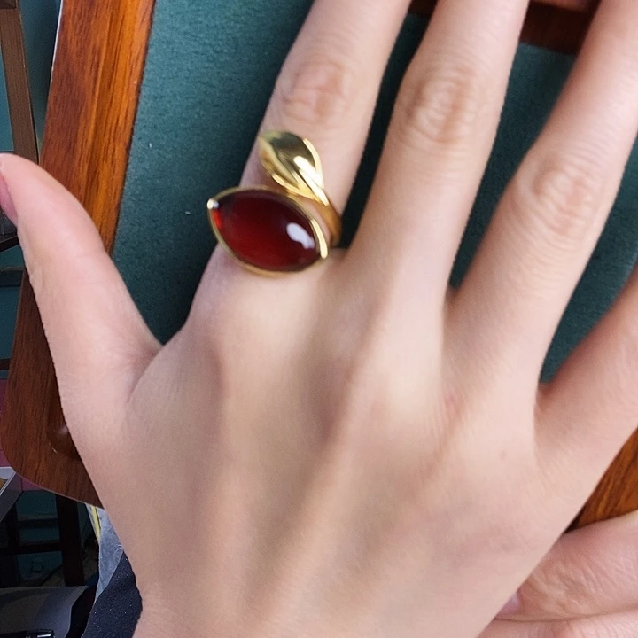 血珀银S925镶嵌戒指戒指