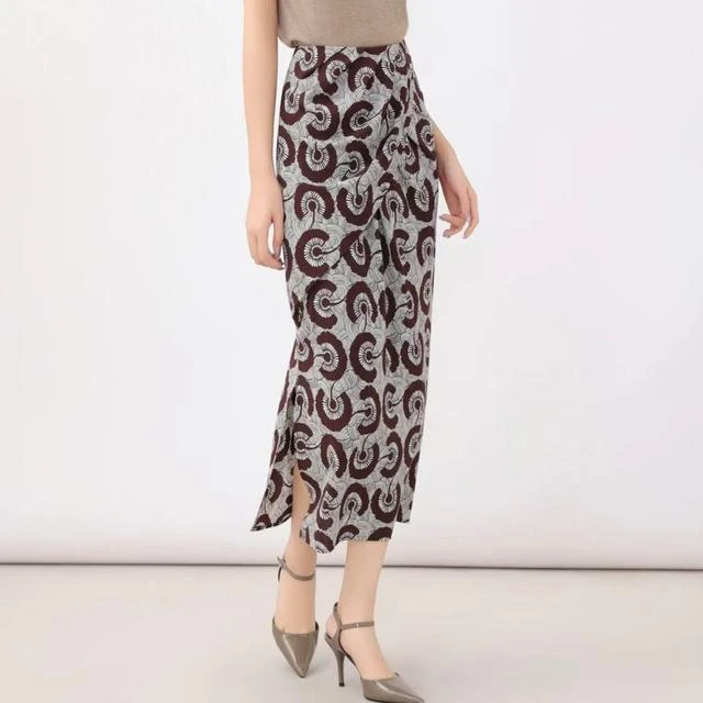 AMASS/阿玛施夏季裙子印花碎花半裙抓褶包臀半身裙阿玛施半身裙