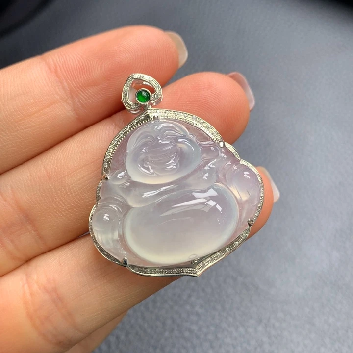 翡翠吊坠(不含链)18K金镶嵌