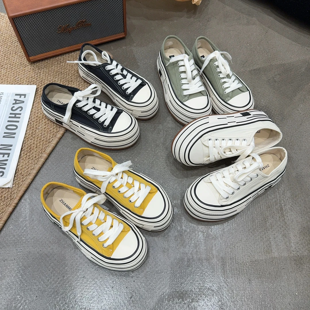 6900-1713 夏季新品女厚度帆布鞋时尚网红同款高贵大气休闲鞋韩版