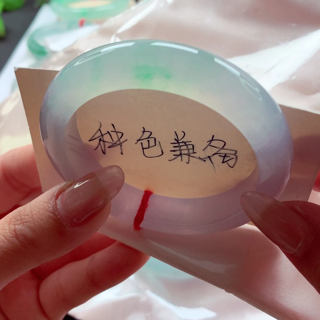 晶****翡翠未镶嵌手镯师妹55冰春彩至纯至净