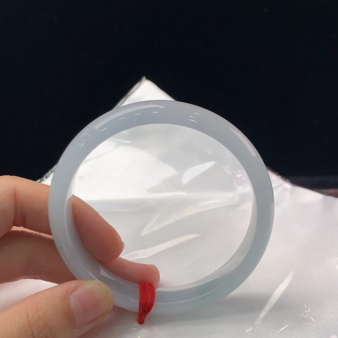 翡翠手镯未镶嵌缅甸A货翡翠 糯冰天空蓝57 58