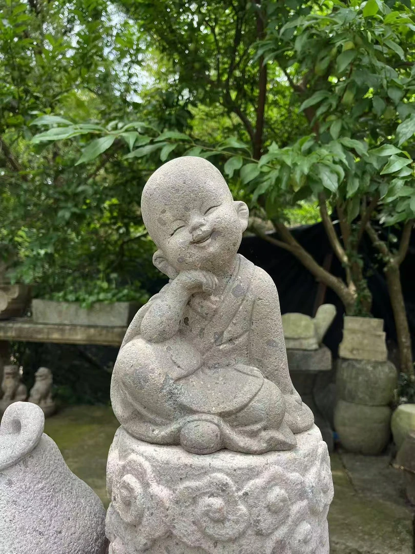 福利包邮石头沙弥小和尚长屿石摆件茶空间装饰庭院小院摆件