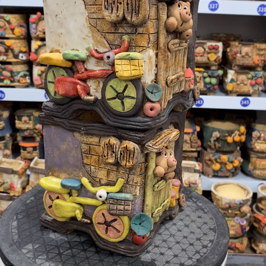 红陶小*祺嘻哈粗陶手捏花盆