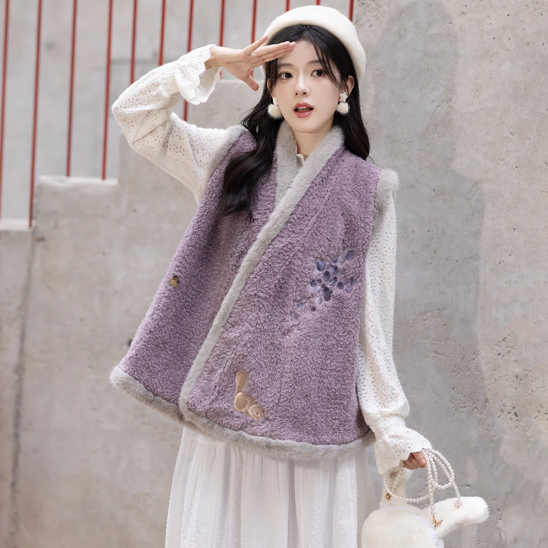 池夏【书卷:松鼠葡萄】汉元素双面比甲短袄半裙原创改良汉服 秋冬