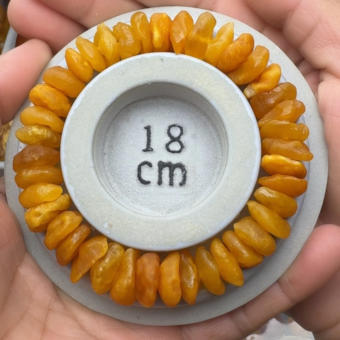 蜜蜡珠宝奇石未镶嵌天然蜜蜡海飘圆饼手串