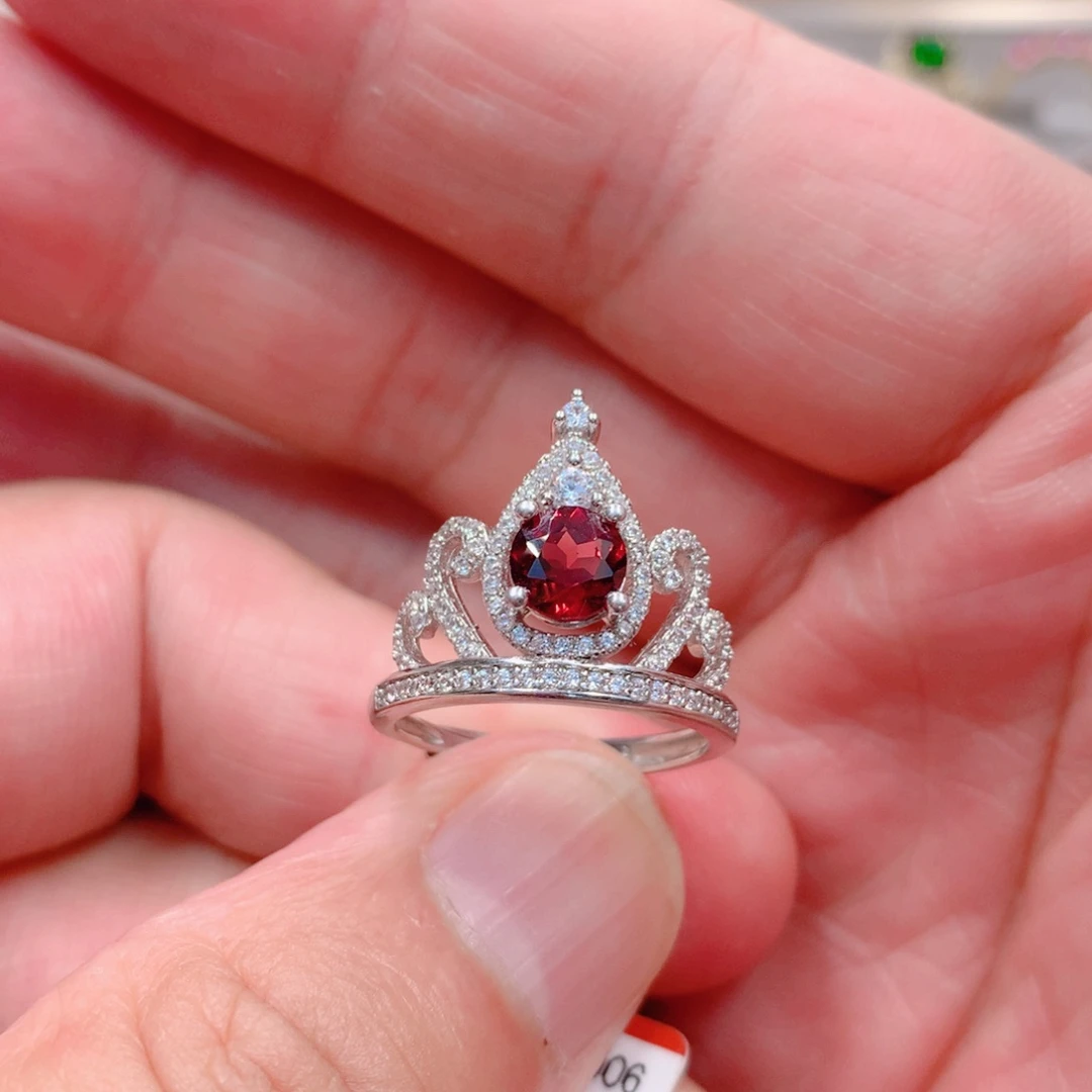 石榴石戒指银S925镶嵌