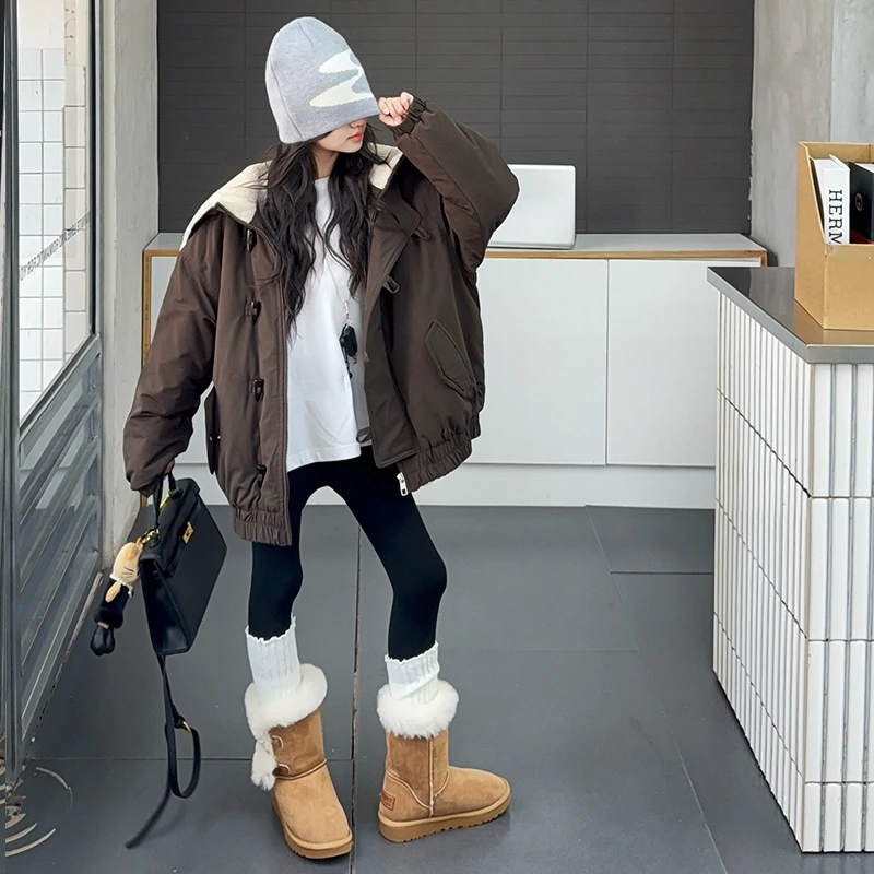 连帽加绒加厚款翻领棉服棉袄洋气中长款冬装加厚儿童外套秋冬款