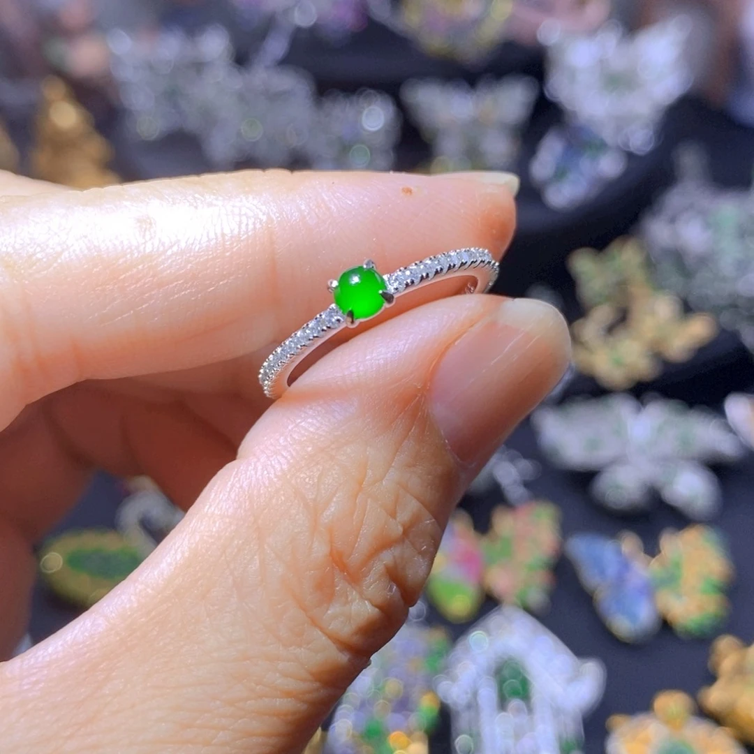 翡翠银S925镶嵌吊坠(不含链)天然有机