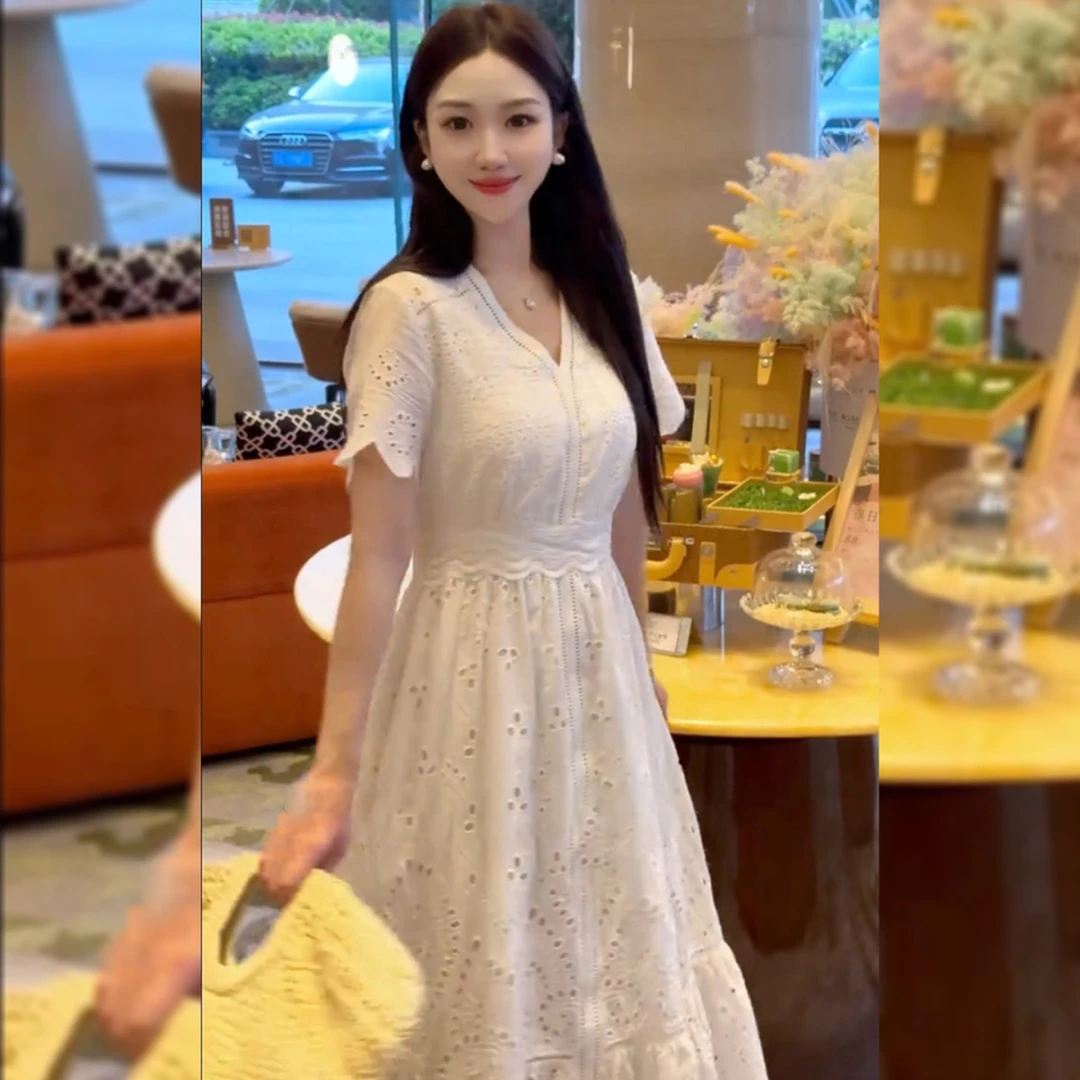 今年流行爆款法式收腰温柔风连衣裙2025夏季新款短袖长裙裙子女装