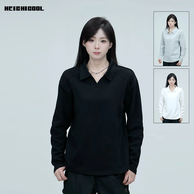 黑迟HEICHI 2025秋POLO衫卫衣秋季翻领卫衣男生衣服高级感衣服