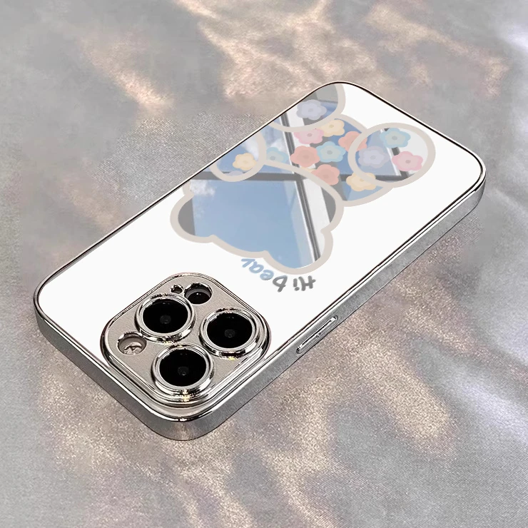 镜面小熊手机壳适用苹果16华为oppo小米15vivo荣耀oppo红米iphone