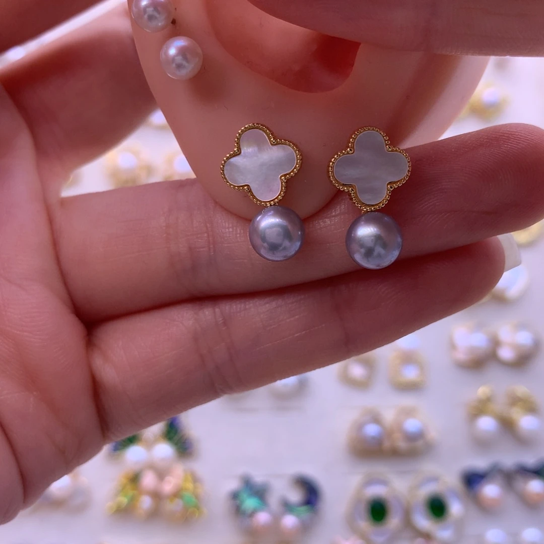 合金淡水珍珠耳饰