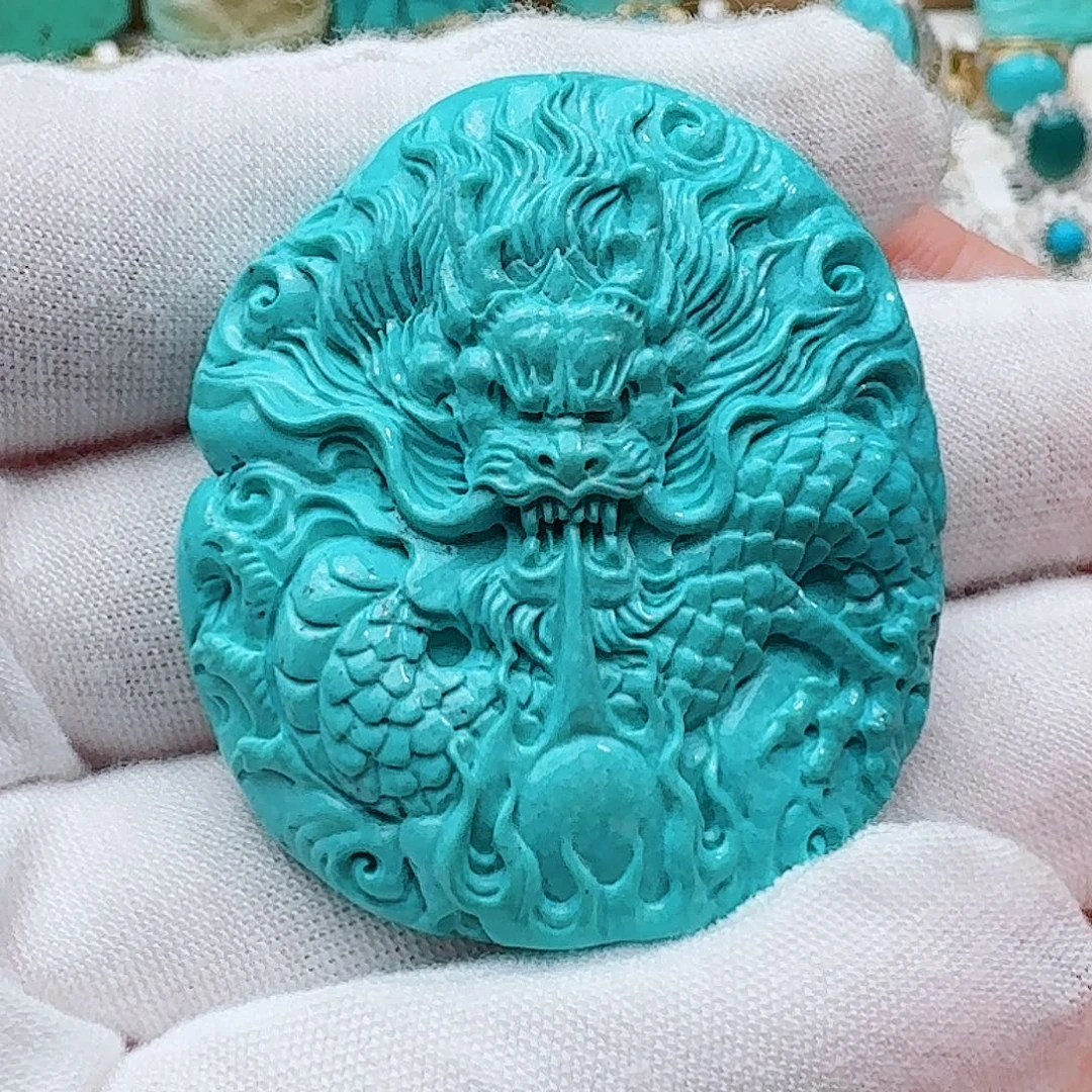未镶嵌绿松石珠宝奇石精品龙牌