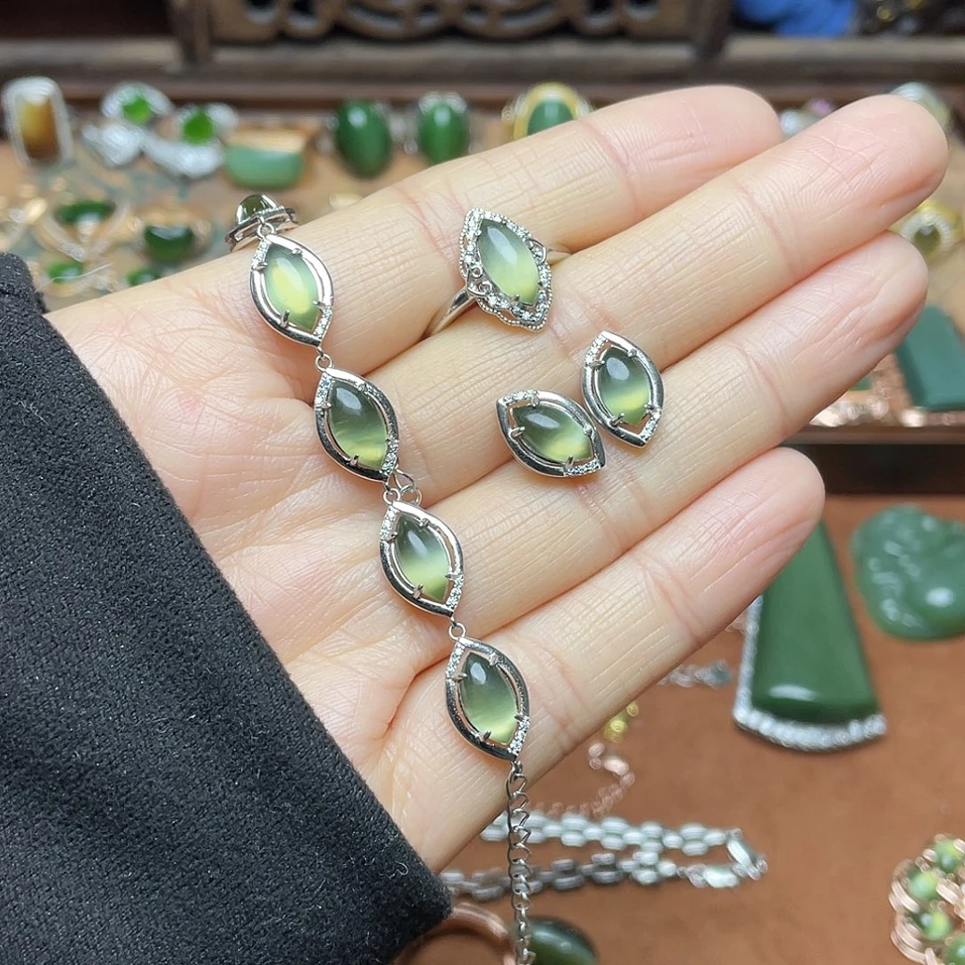 和田玉（碧玉）银S925镶嵌吊坠(赠链)