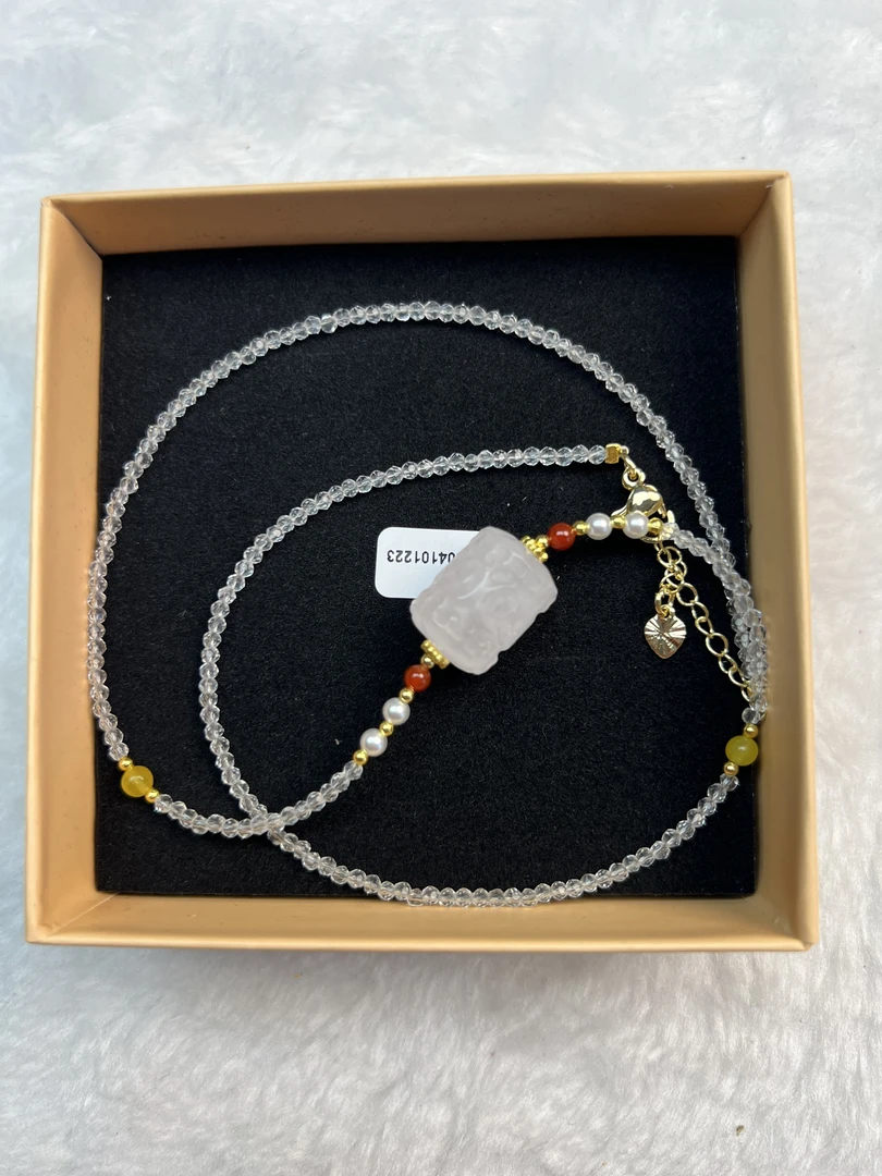 天然粉水晶时尚颈链