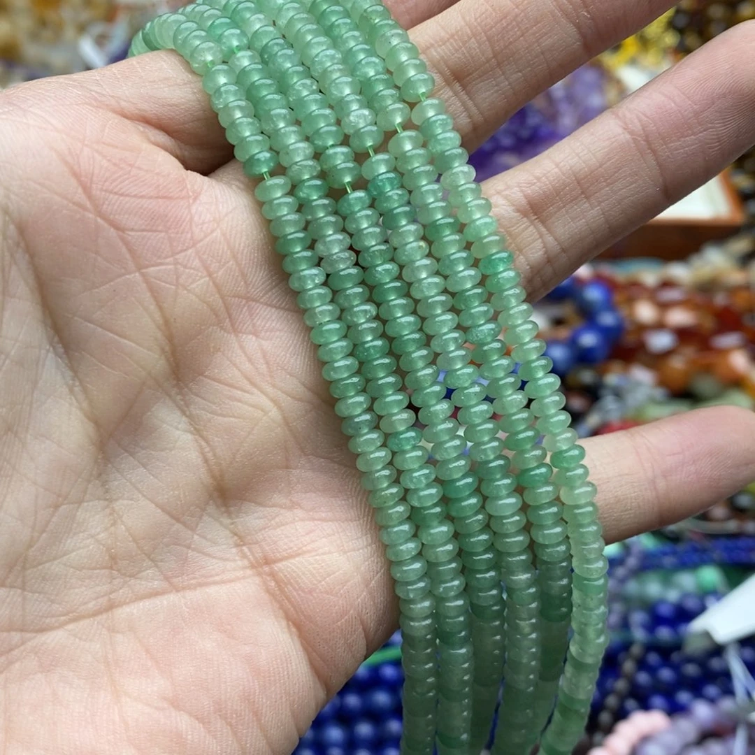 玛瑙/玉髓合金珠宝半成品一条天然2x4绿东陵玉算盘珠