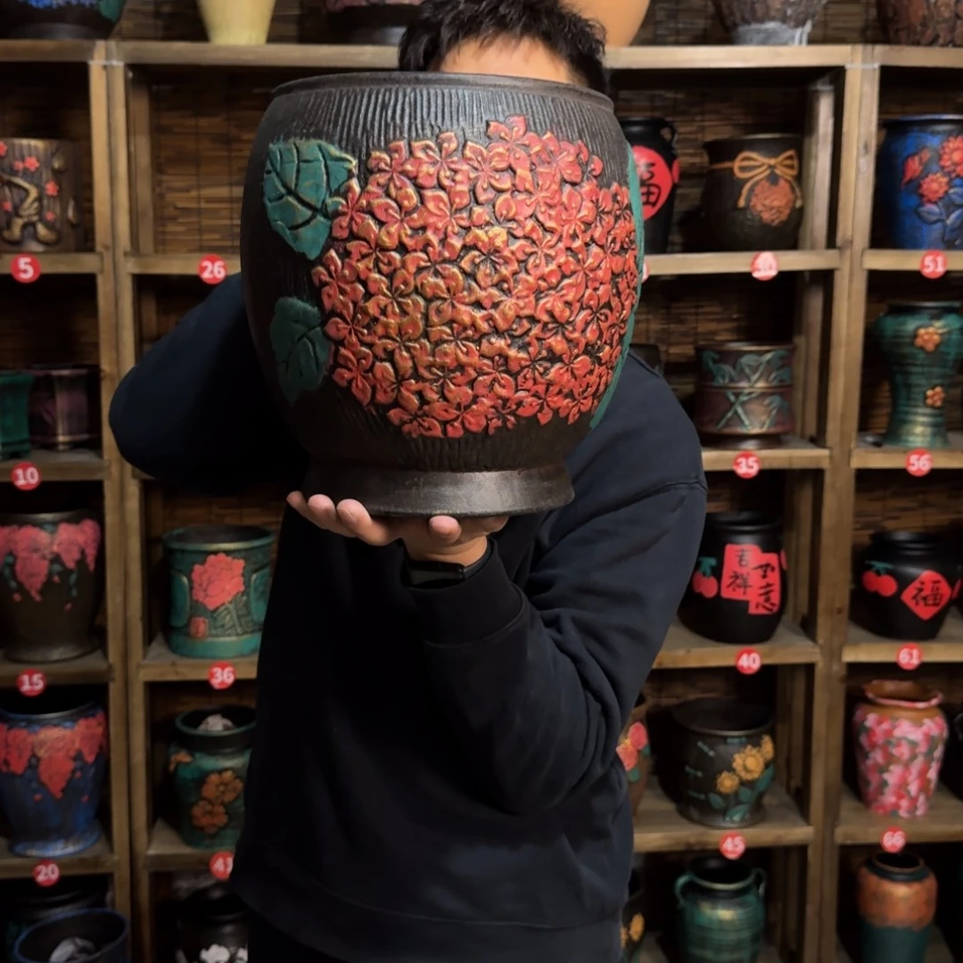 带孔高端浮雕花盆炸炸炸