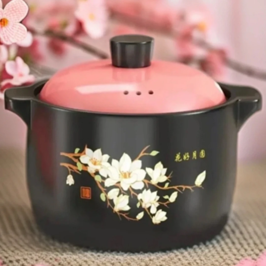 厨小亲5升花好月圆砂锅炖锅干烧不裂煤气灶燃气耐高温陶煲粥