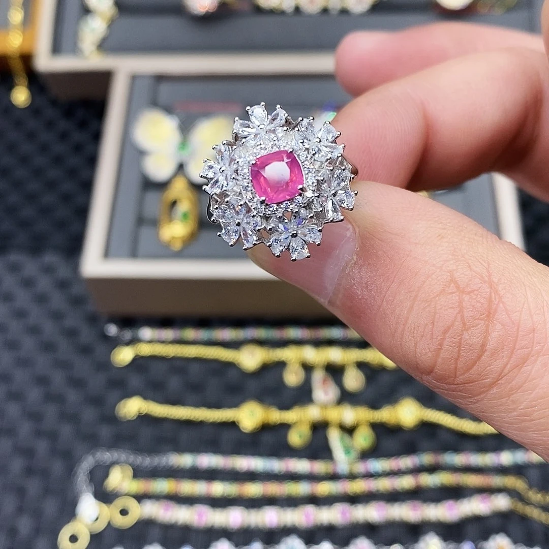 尖晶石戒指银S925镶嵌