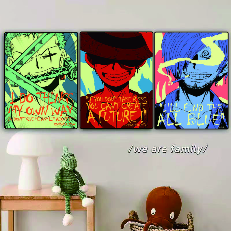 《新款海贼三联》儿童客厅卧室现代装饰画30-40*3 PVC