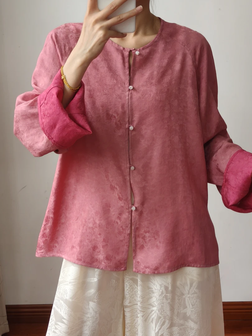 满分桑蚕丝双面双穿极简对襟新中式