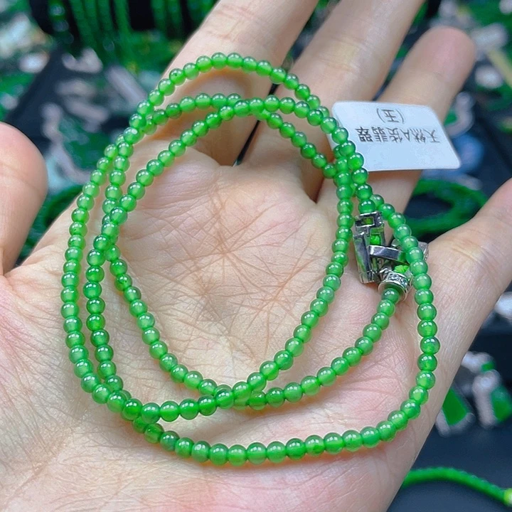 翡翠未镶嵌颈饰天然A货翡翠甜绿3