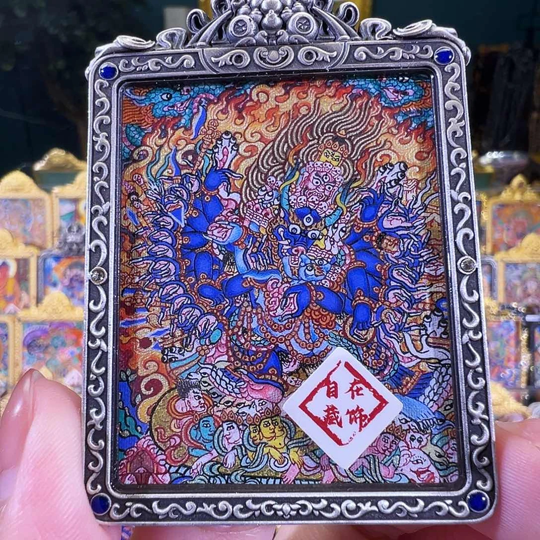 吊坠大威德热贡纯手绘唐卡