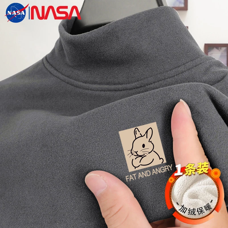 【加绒】女童半高领t恤2024新款德绒印花中大童冬季内搭长袖打底衫