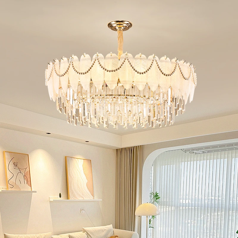 法式奶油风水晶吊灯客厅大气高档现代简约轻奢餐厅卧室中山灯具