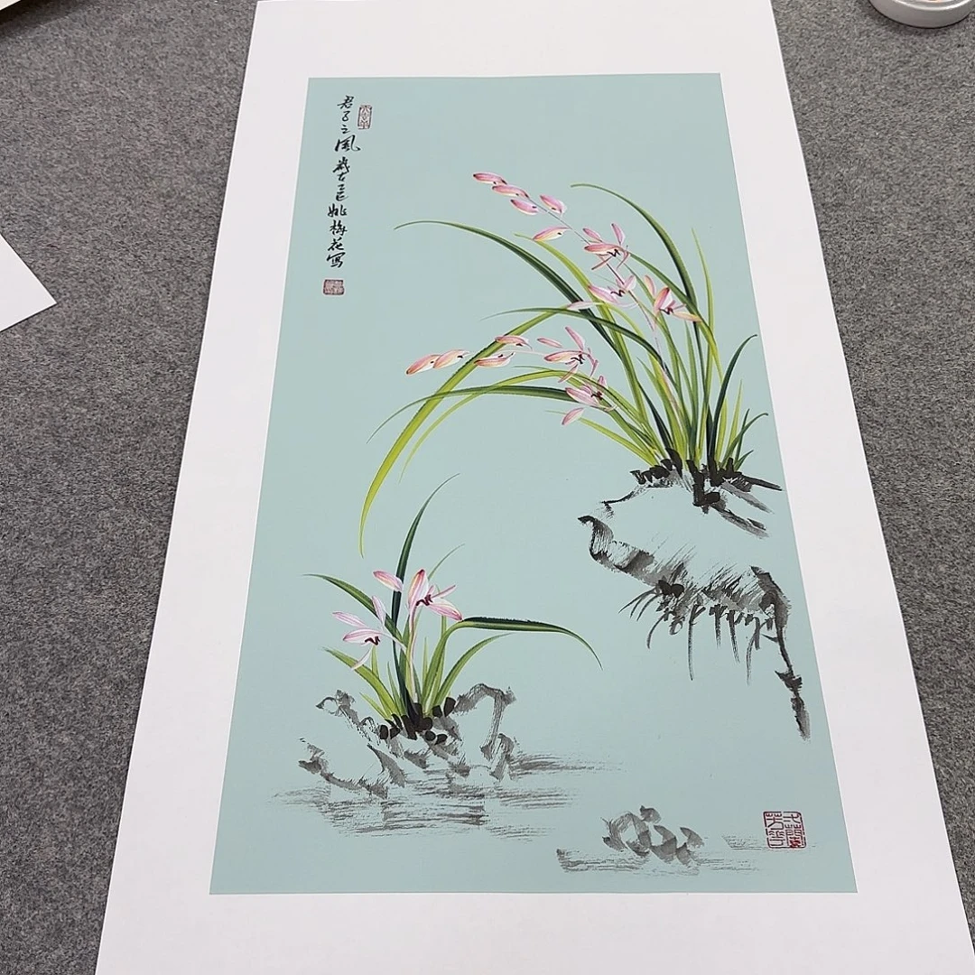 国画国画立体兰花作品