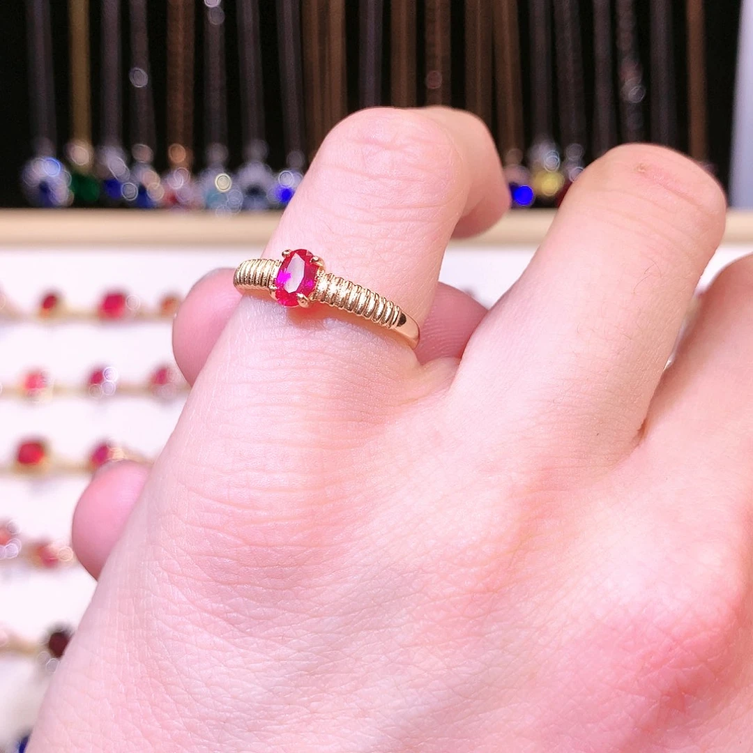 红宝石戒指银S925镶嵌