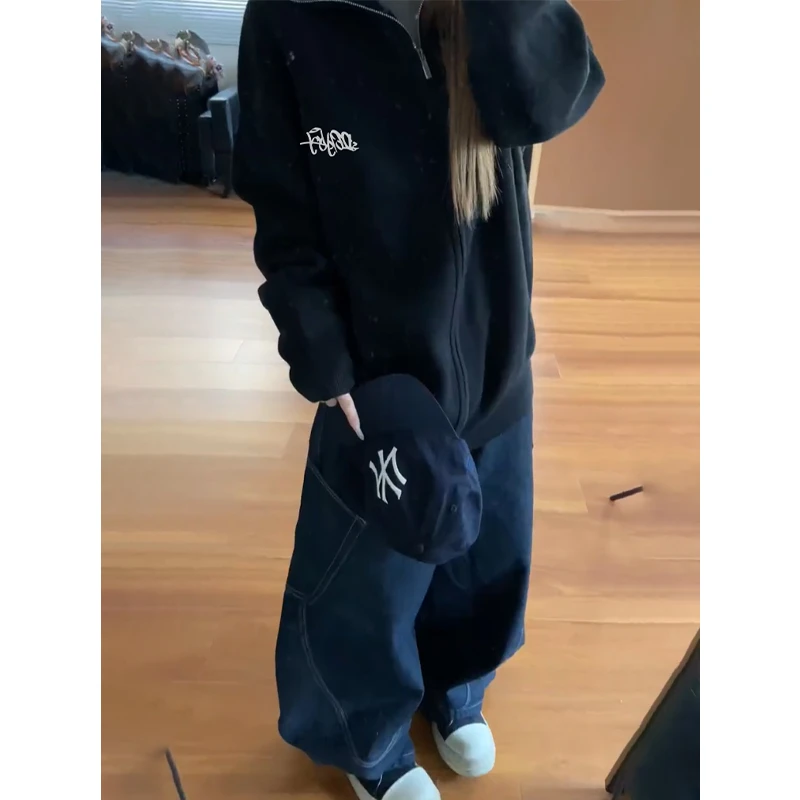 jtrt潮牌时尚高街连帽卫衣开衫男女款秋冬季拉链外套oversize上衣