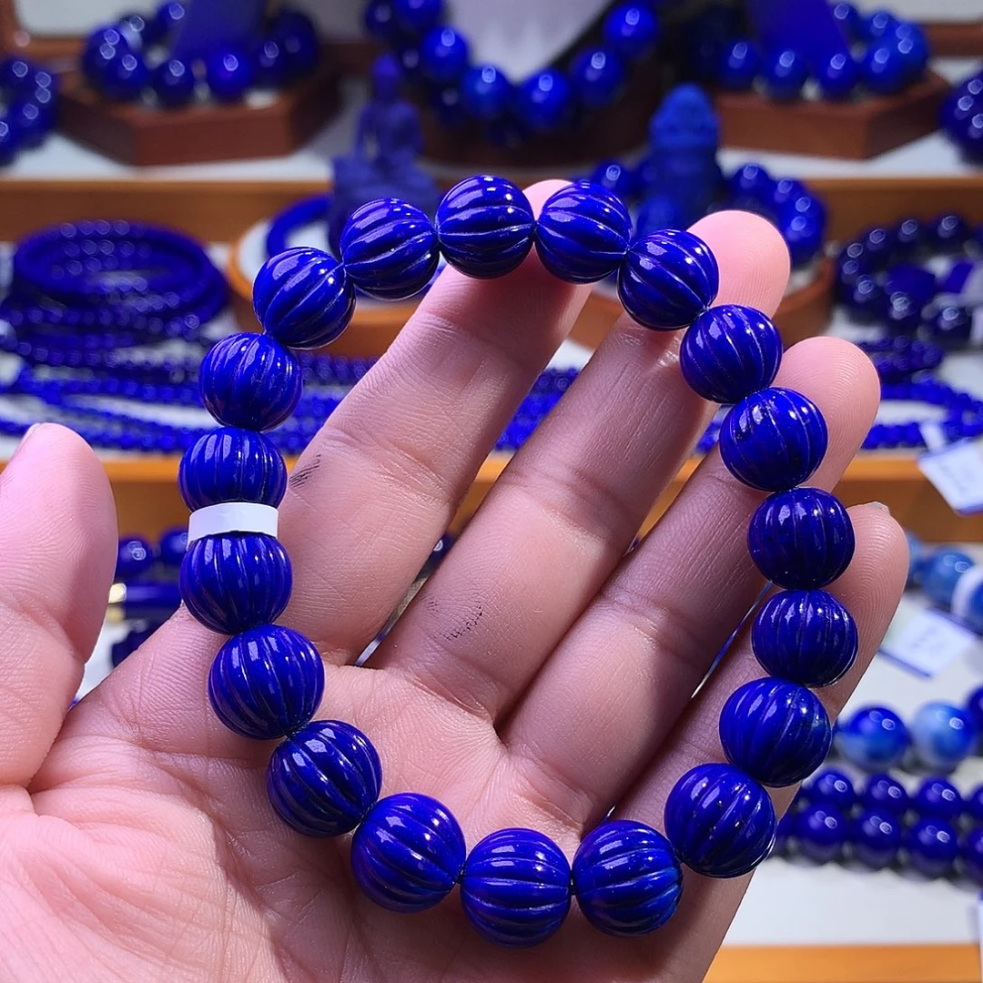 青金石未镶嵌手串11.2m精工南瓜珠3562
