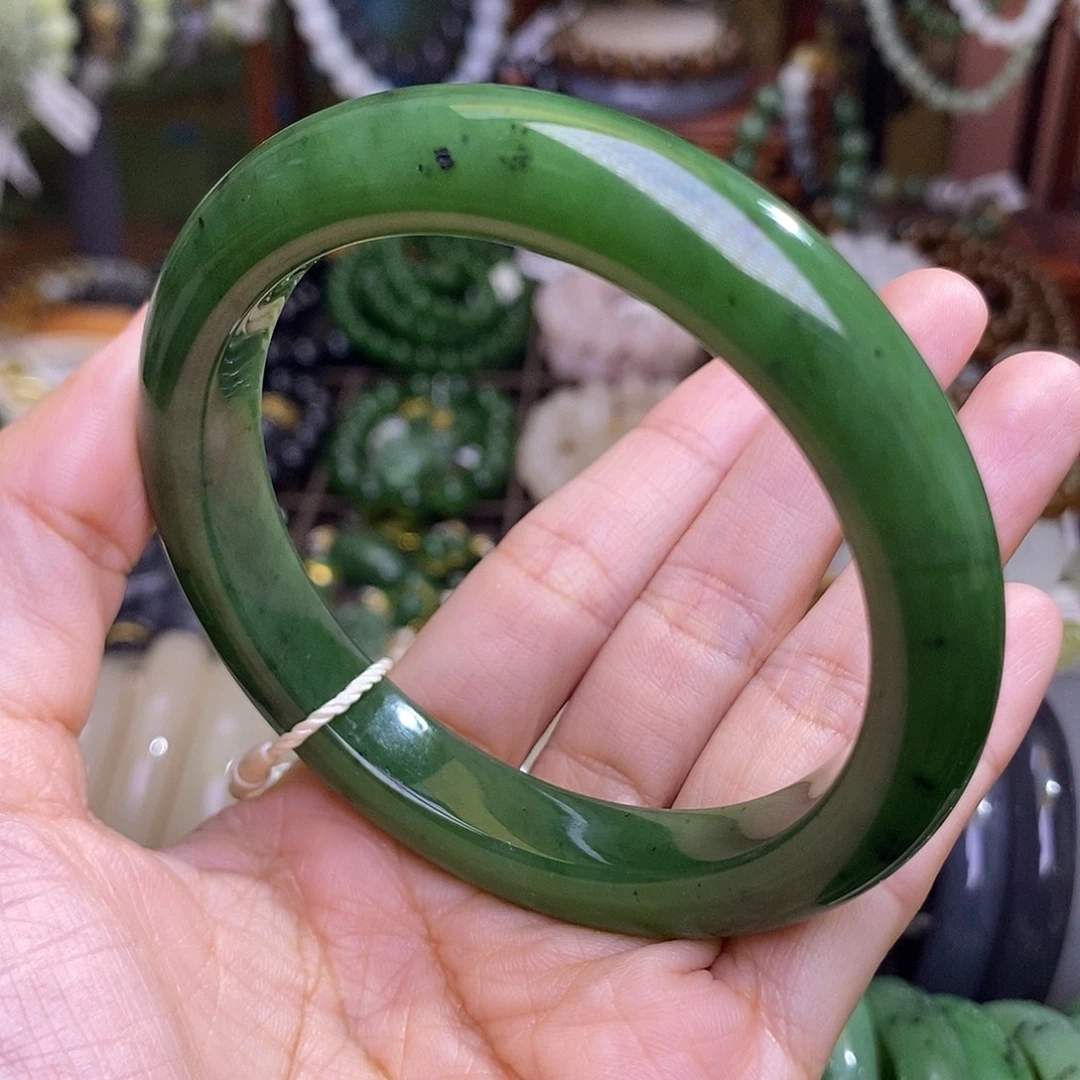 和田玉未镶嵌颈饰59 满色满绿辣绿碧玉脂膏级手镯