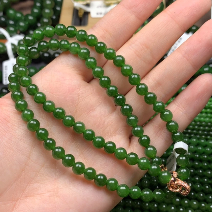 【闪购商品】颈饰未镶嵌和田玉（碧玉）6m辣绿无黑锁骨链