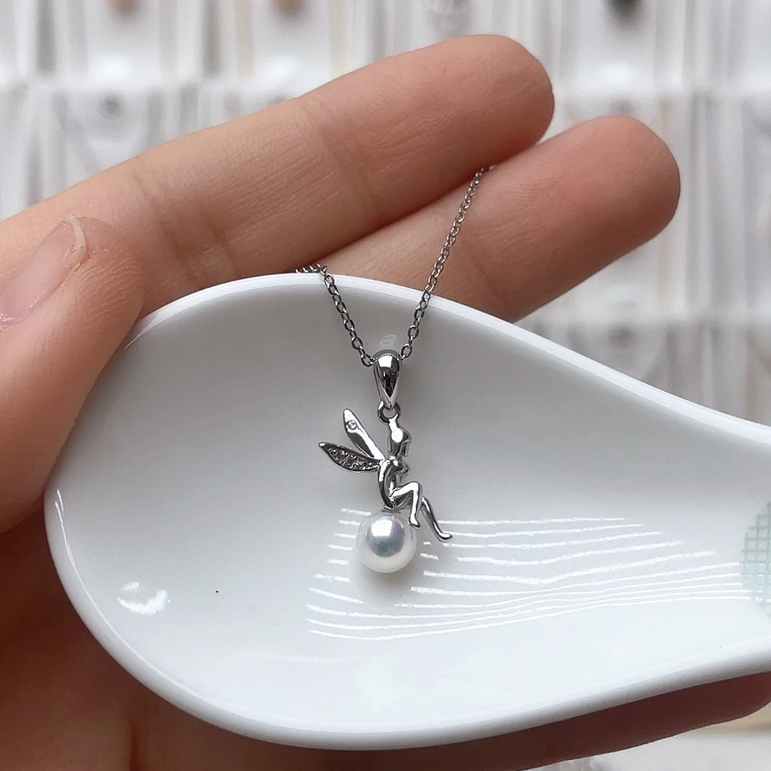 淡水珍珠银S925镶嵌吊坠(不含链)