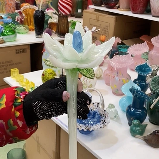 琉璃蓝**灵夜光花高25厘米