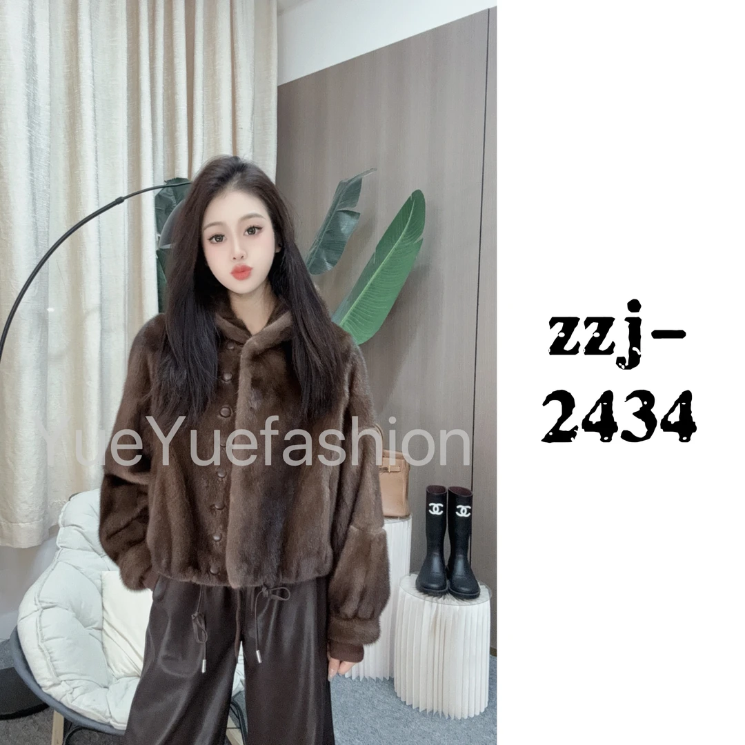 【恰好时光】2025新款水貂皮外套冬季皮草时尚女款-2434帽版