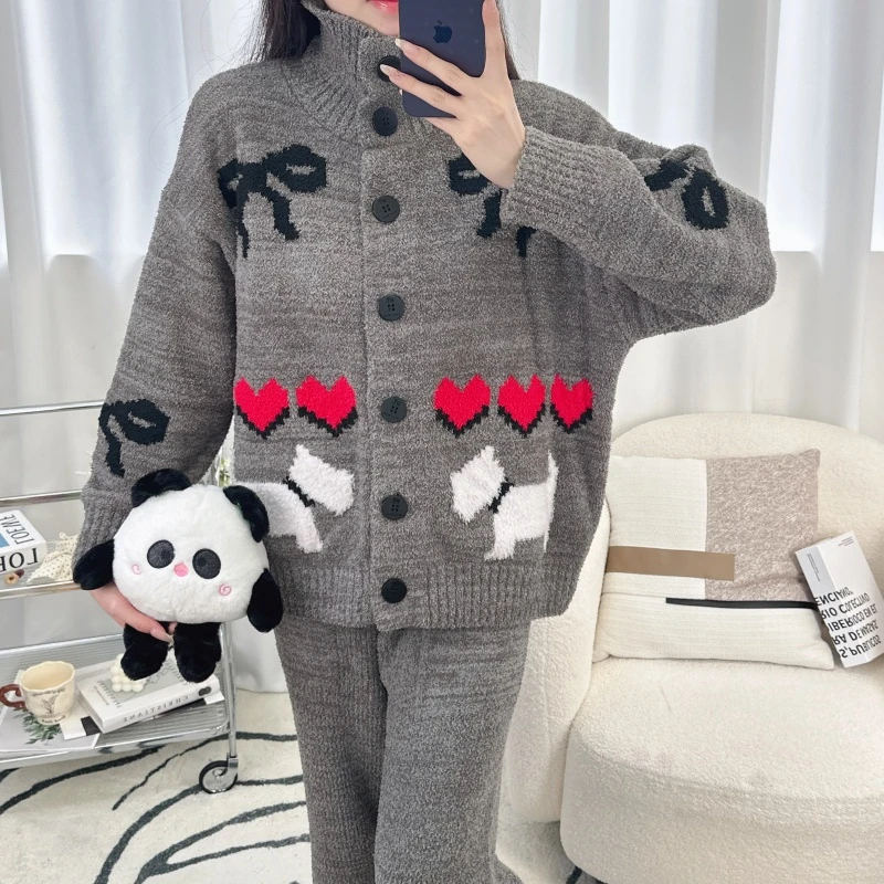 睡衣冬季女半边绒加绒加厚2025新款可外穿大码绒款套装保暖家居服