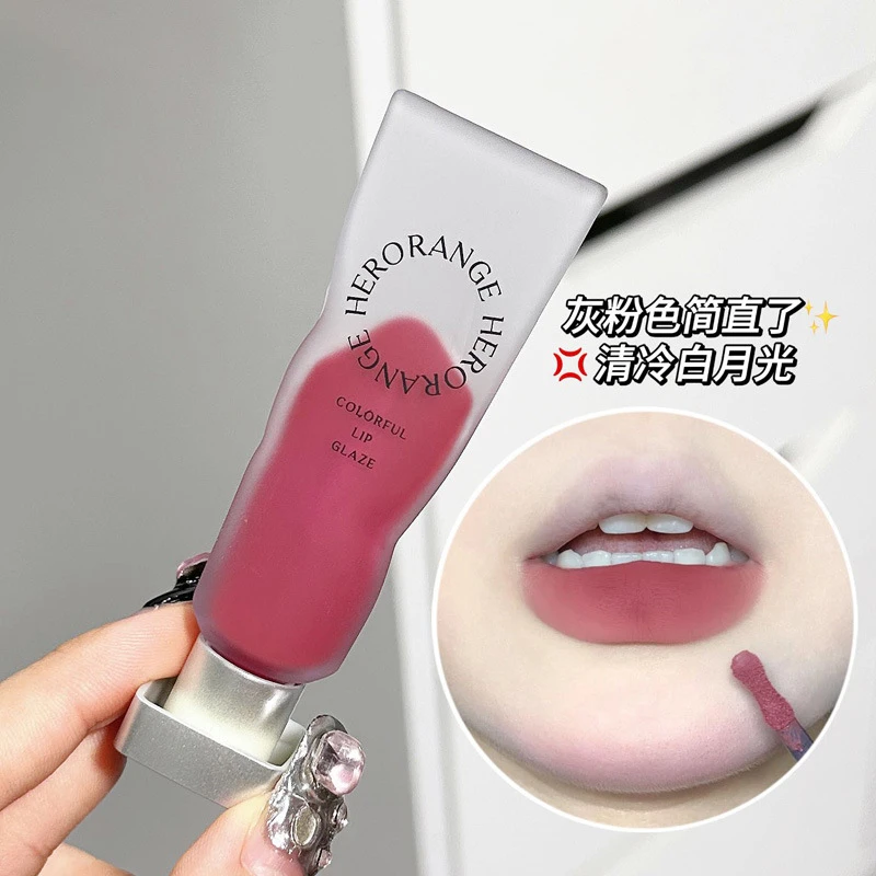 HERORANGE~透明冰块丝绒唇釉哑光雾面颜料口红唇彩学生平价彩妆