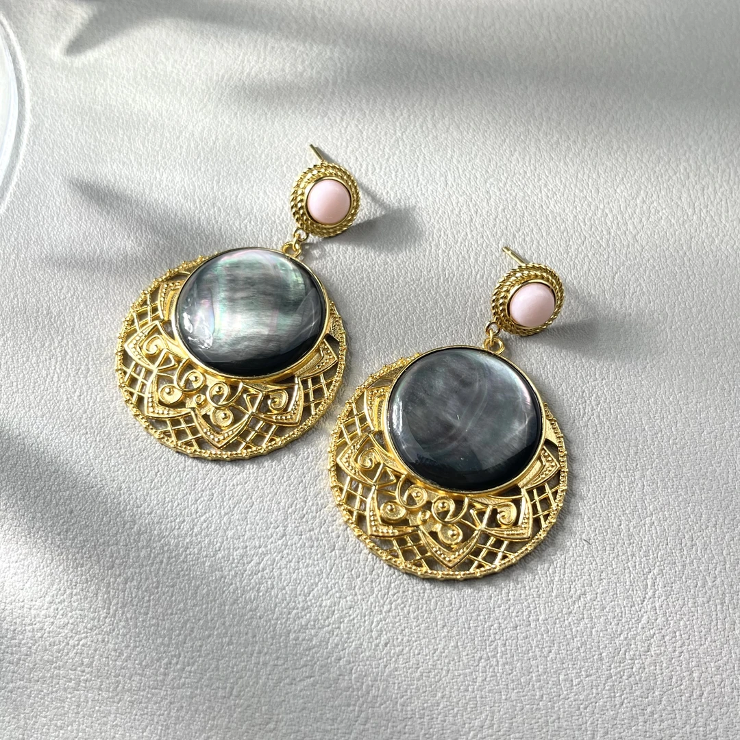 【举石饰品】X0126-77-37贝壳耳饰（一对/多样性发）