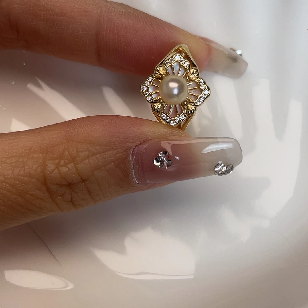 银S925镶嵌海水珍珠戒指